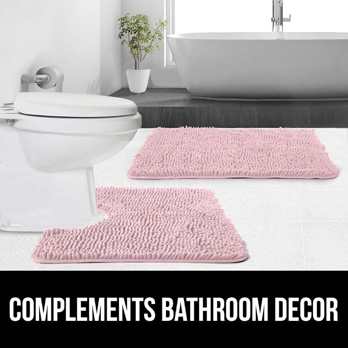 GORILLA GRIP Plush Absorbent Shaggy Chenille Bath Rug Mat - Image 9