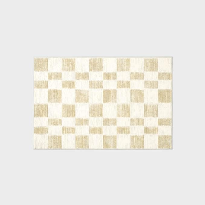 EVERGRACE Checkered Plaid Area Rug 2x3, Soft Fuzzy Faux Wool Rugs Washable Anti - Image 7