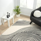 Abani Nuevo Beige Black Swirls Modern Area Rug 6' x 9' - Image 9