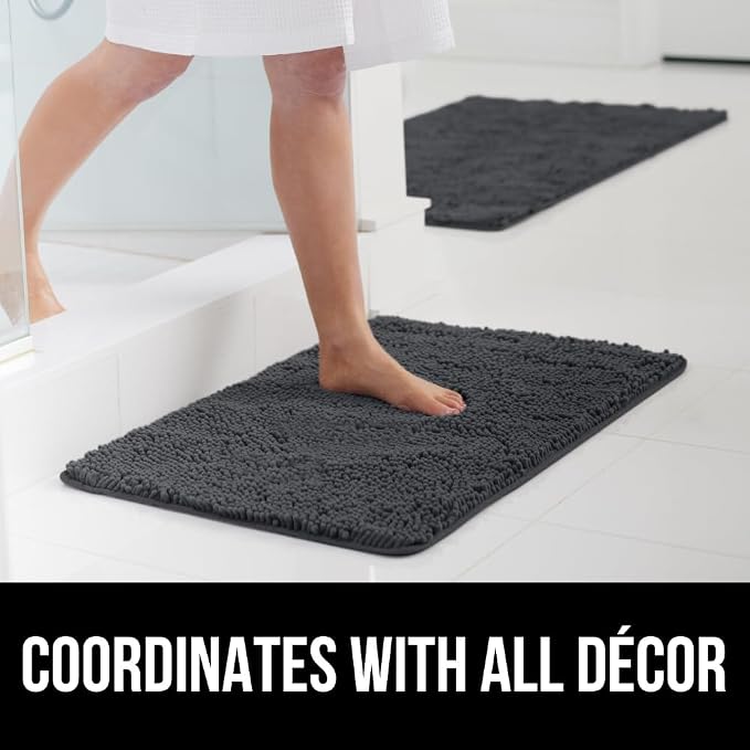 GORILLA GRIP Bath Rug Mat 48x17, Soft Absorbent Chenille, Quick Dry Microfiber - Image 9