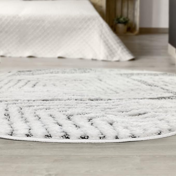 Antep Rugs Palafito 5x5 Geometric Shag Diamond High-Low Pile Textured Indoor - Image 6