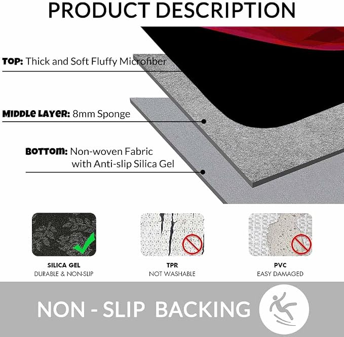 Red Lips Bath Mats for Bathroom Sexy Biting Red Hot Lips Kiss Floor Bath Rugs - Image 6