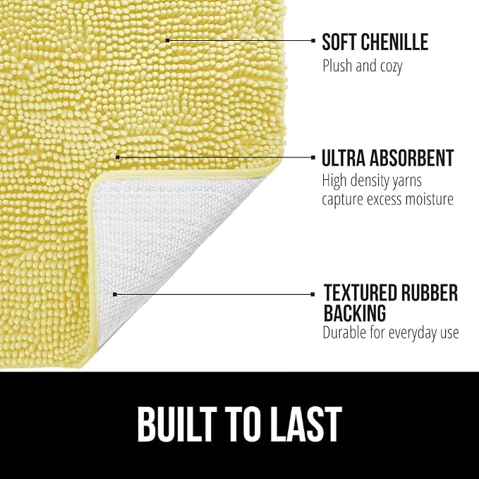 GORILLA GRIP Plush Absorbent Shaggy Chenille Bath Rug Mat - Image 3