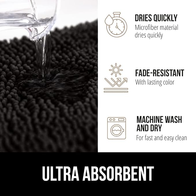 GORILLA GRIP Bath Rug Mat 54x24, Thick Soft Absorbent Chenille, Quick Dry - Image 4
