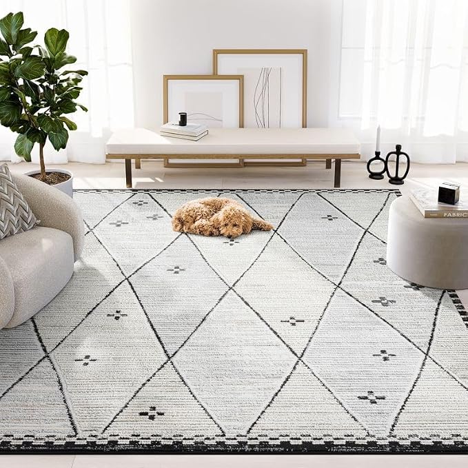 Abani Viva Cream & Grey Area Rug 5' x 8' by Abani