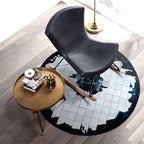 Round Cowhide Faux Leather Area Rug 9×9 ft – Black & White Modern Luxury - Image 2