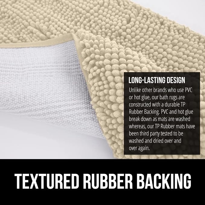 GORILLA GRIP Bath Rug Mat 60x24, Thick Soft Absorbent Chenille, Quick Dry - Image 5