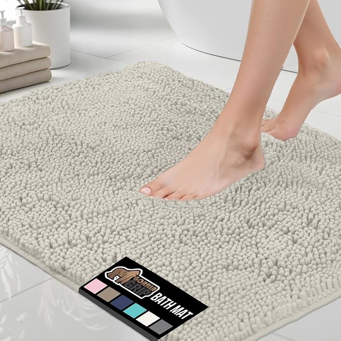 GORILLA GRIP Bath Rug Mat 60x24, Thick Absorbent Chenille, Quick Dry Microfiber by GorillaGrip