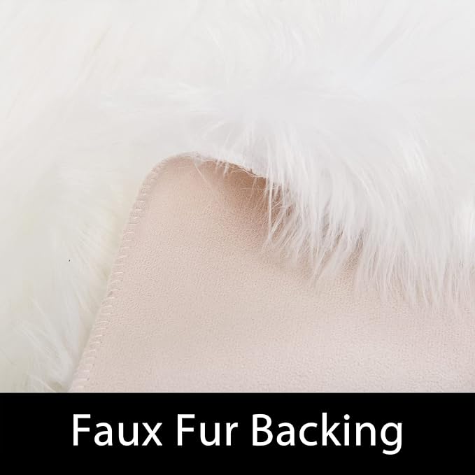 Latepis Sheepskin Rug 4X6 White Faux Fur Rug - Image 7