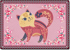 Cartoon Animal Pattern Area Rug Cute Cat Luxury Floral Decor by LIKETN