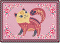 Cartoon Animal Pattern Area Rug Cute Cat Luxury Floral Decor by LIKETN