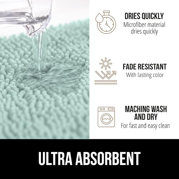 GORILLA GRIP Bath Rug Mat 30x20, Thick Soft Absorbent Chenille, Quick Dry - Image 5