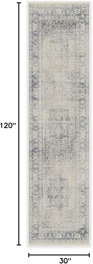 RUGGABLE Washable Vintage Runner Rug – Kamran Blue Quartz 2.5x10, - Image 2