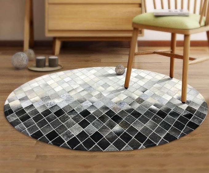 Round Area Rug – Modern Geometric Diamond Pattern Carpet by SNALFEHOME
