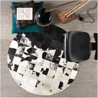 Cowhide Round Leather Rug 6x6 ft – Genuine Hair-On Hide Patchwork Area Rug - Image 3
