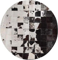Cowhide Round Leather Rug 6x6 ft – Genuine Hair-On Hide Patchwork Area Rug by SNALFEHOME