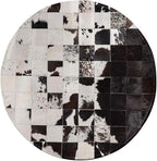 Cowhide Round Leather Rug 6x6 ft – Genuine Hair-On Hide Patchwork Area Rug by SNALFEHOME