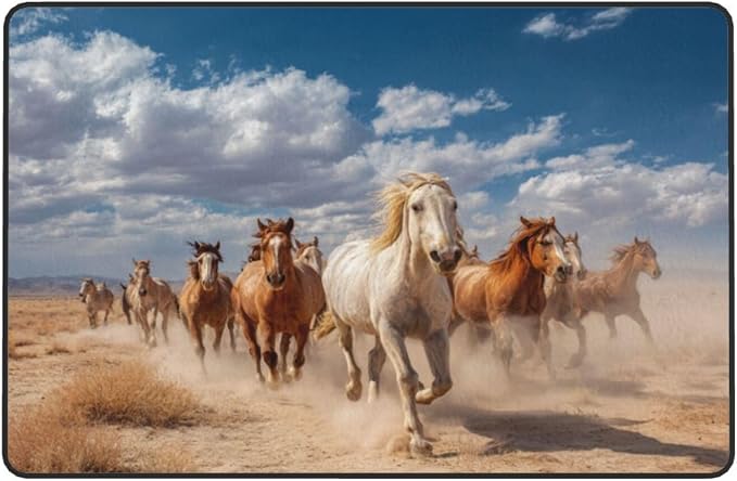 Running Horse Area Rug Washable Outdoor Rugs Anti-Slip Soft Carpet Entryway - Image 6