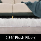 Latepis White Shag Rug 2x5 Runner Faux Sheepskin Fur Rug - Image 2
