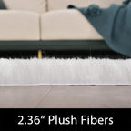 Latepis Round Rugs 8ft White Circle Area Washable Fluffy Rug Faux Fur Soft - Image 2