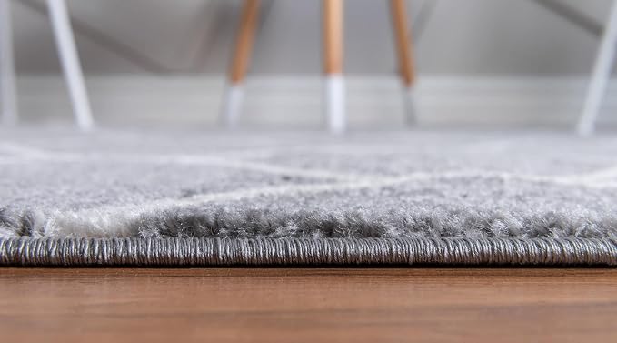 Rugs.com Lattice Frieze Collection Rug – 8' x 10' Oval Light Gray Medium Rug - Image 4