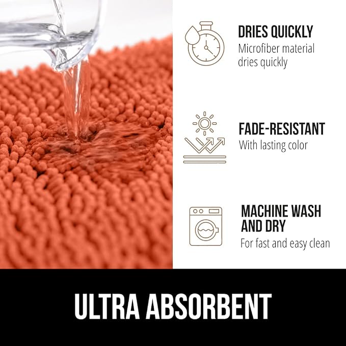 GORILLA GRIP Plush Absorbent Shaggy Chenille Bath Rug Mat - Image 5