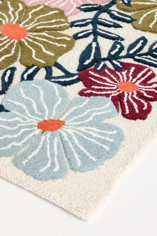 Bold Floral Hand-Tufted Wool Rug 9x9 Ft – Vintage-Style Area Carpet - Image 3