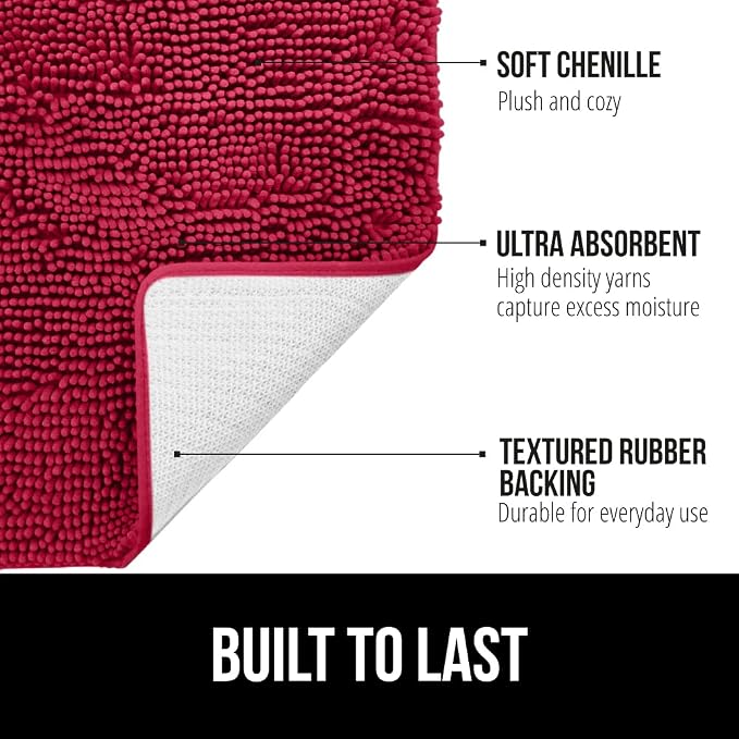 GORILLA GRIP Bath Rug Mat 36x24, Thick Soft Absorbent Chenille, Quick Dry - Image 2