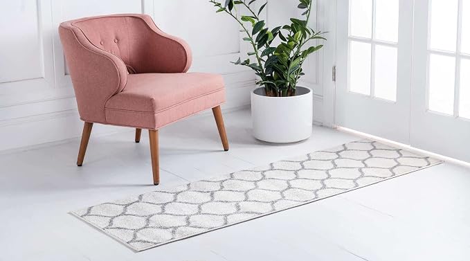 Rugs.com Lattice Frieze Collection Rug – 2' x 6' Runner Ivory Medium Rug Perfect - Image 3