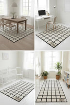 Handmade Wool Area Rug & Runner | Modern Grid Pattern Carpet - Image 5