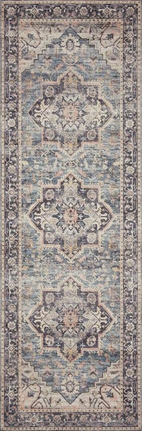 Loloi Hathaway Collection HTH-01 Navy/Multi 2'-6" x 7'-6", .25" Thick Runner Rug - Image 6