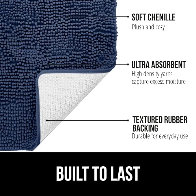 GORILLA GRIP Bath Rug Mat 54x24, Soft Absorbent Chenille, Quick Dry Microfiber - Image 2