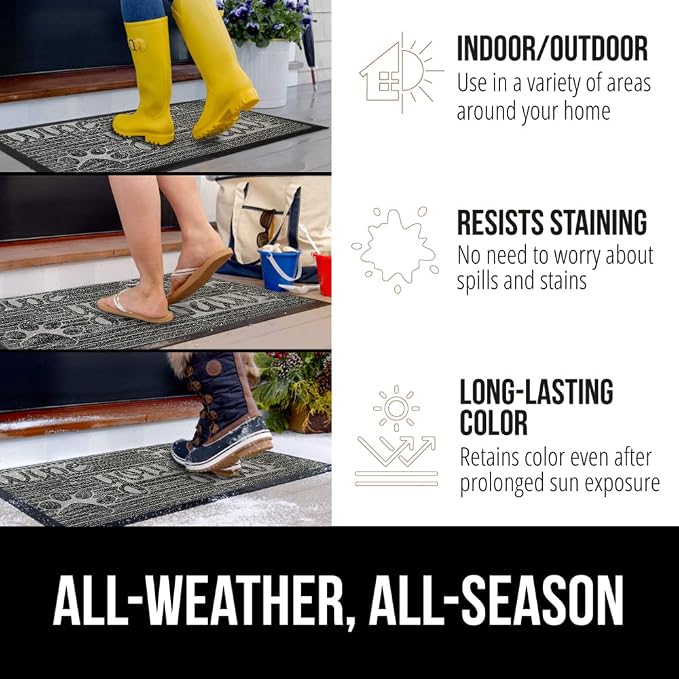 GORILLA GRIP 100% Waterproof All-Season WeatherMax Doormat, US Designed Natural - Image 3