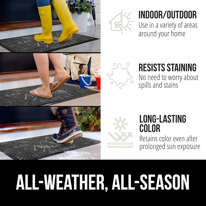 GORILLA GRIP 100% Waterproof All-Season WeatherMax Doormat, US Designed Natural - Image 3