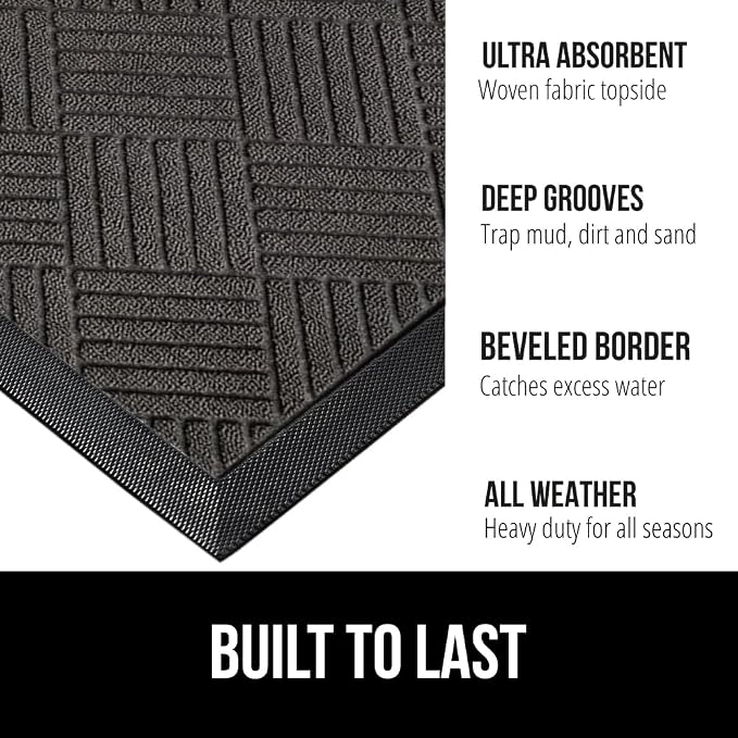 GORILLA GRIP 100% Waterproof All-Season WeatherMax Doormat, US Designed Natural - Image 2