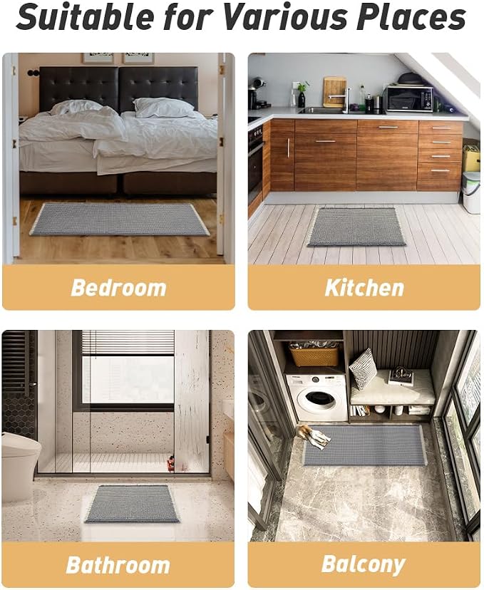 AMOAMI Upgraded Waffle Runner Rug Super Absorbent Non Slip Bath Mats - Image 6