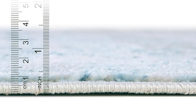 Rugs.com Leipzig Collection Rug – 5 Ft Square Blue Low-Pile Rug Perfect - Image 4