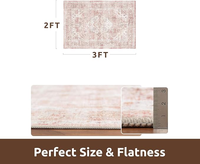 AMOAMI-2X3 Small Rug-Washable Rugs Entryway Mat Indoor-Soft Vintage Non Slip - Image 2