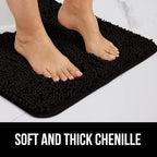 GORILLA GRIP Bath Rug Mat 60x24, Thick Soft Absorbent Chenille, Quick Dry - Image 3