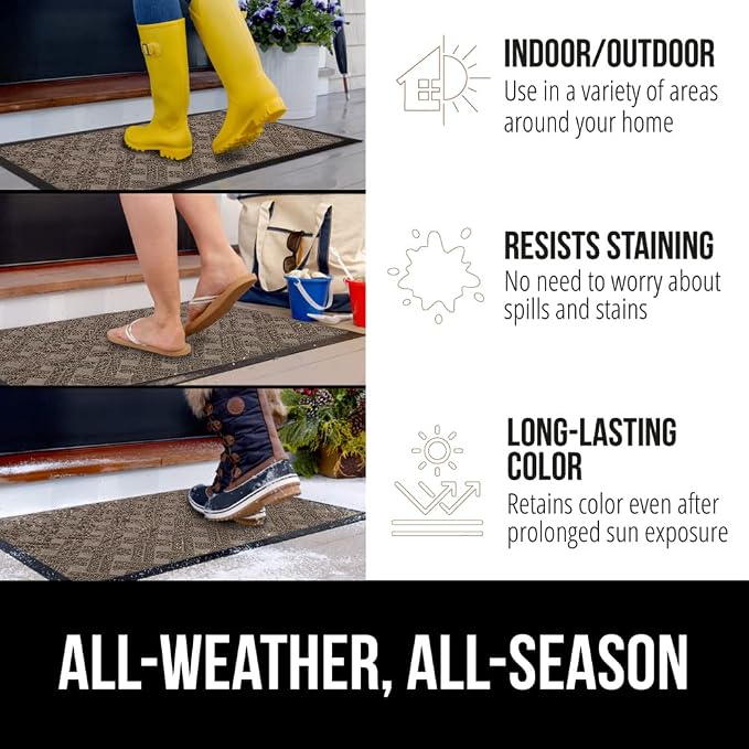 GORILLA GRIP 100% Waterproof All-Season WeatherMax Doormat, US Designed Natural - Image 4