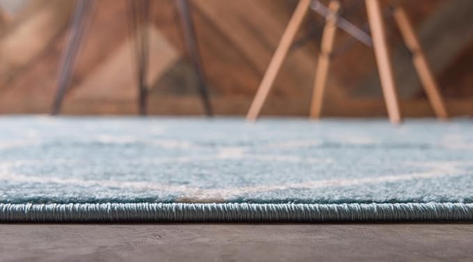 Rugs.com Lattice Frieze Collection Rug – 3' 3 x 5' 3 Light Blue Medium Rug - Image 3