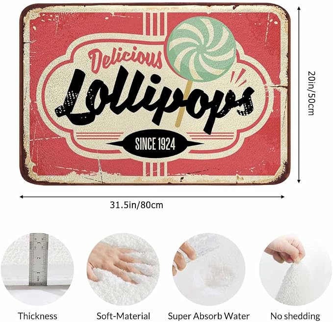Candy Store Sign Bathroom Mat Rugs Microfiber Faux Cashmere Thick Plush Bath - Image 3