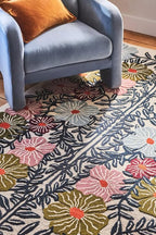 Bold Floral Hand-Tufted Wool Rug 2.5x9 Ft – Vintage-Style Area Carpet - Image 2