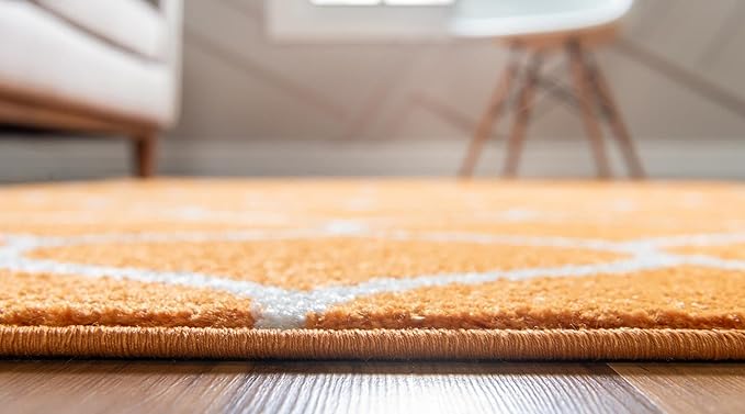 Rugs.com Lattice Frieze Collection Rug – 2' x 8' 8 Runner Orange Medium Rug - Image 5