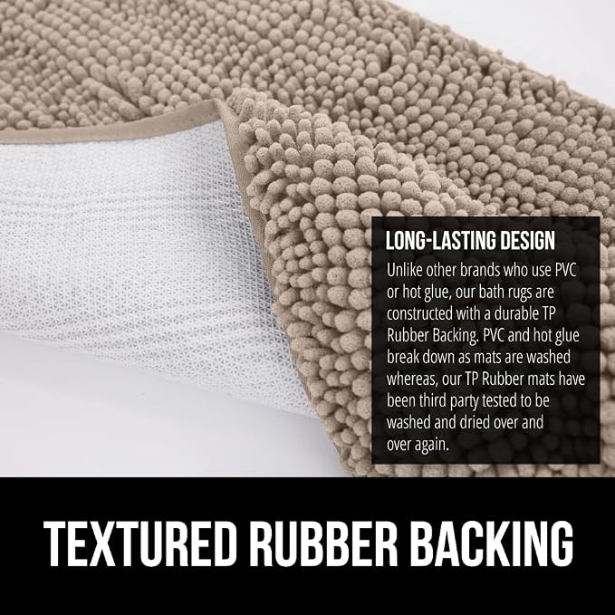 GORILLA GRIP Bath Rug Mat 48x17, Thick Absorbent Chenille, Quick Dry Microfiber - Image 5