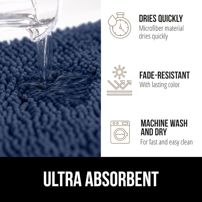 GORILLA GRIP Bath Rug Mat 60x17, Soft Absorbent Chenille, Quick Dry Microfiber - Image 4