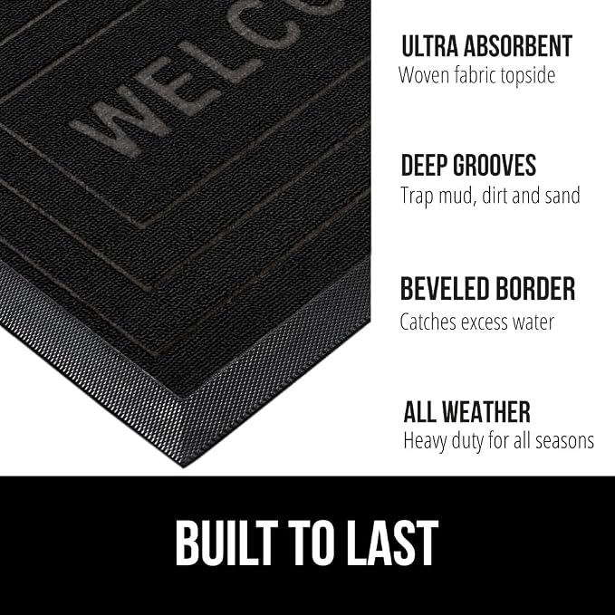 GORILLA GRIP 100% Waterproof All-Season WeatherMax Doormat, US Designed Natural - Image 2