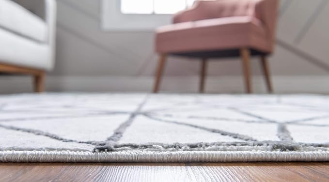 Rugs.com Lattice Trellis Collection Rug – 6' x 9' White Low-Pile Rug Perfect - Image 9