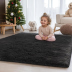 Zentavio Area Rugs for Living Room Small Carpet for Bedroom Black 3x5 Bedside - Image 8