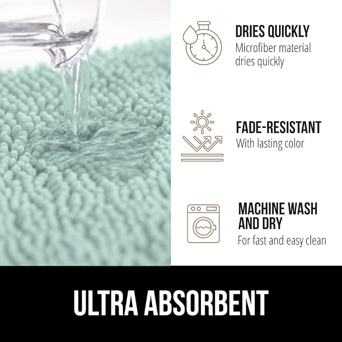 GORILLA GRIP Bath Rug Mat 44x26, Soft Absorbent Chenille, Quick Dry Microfiber - Image 5